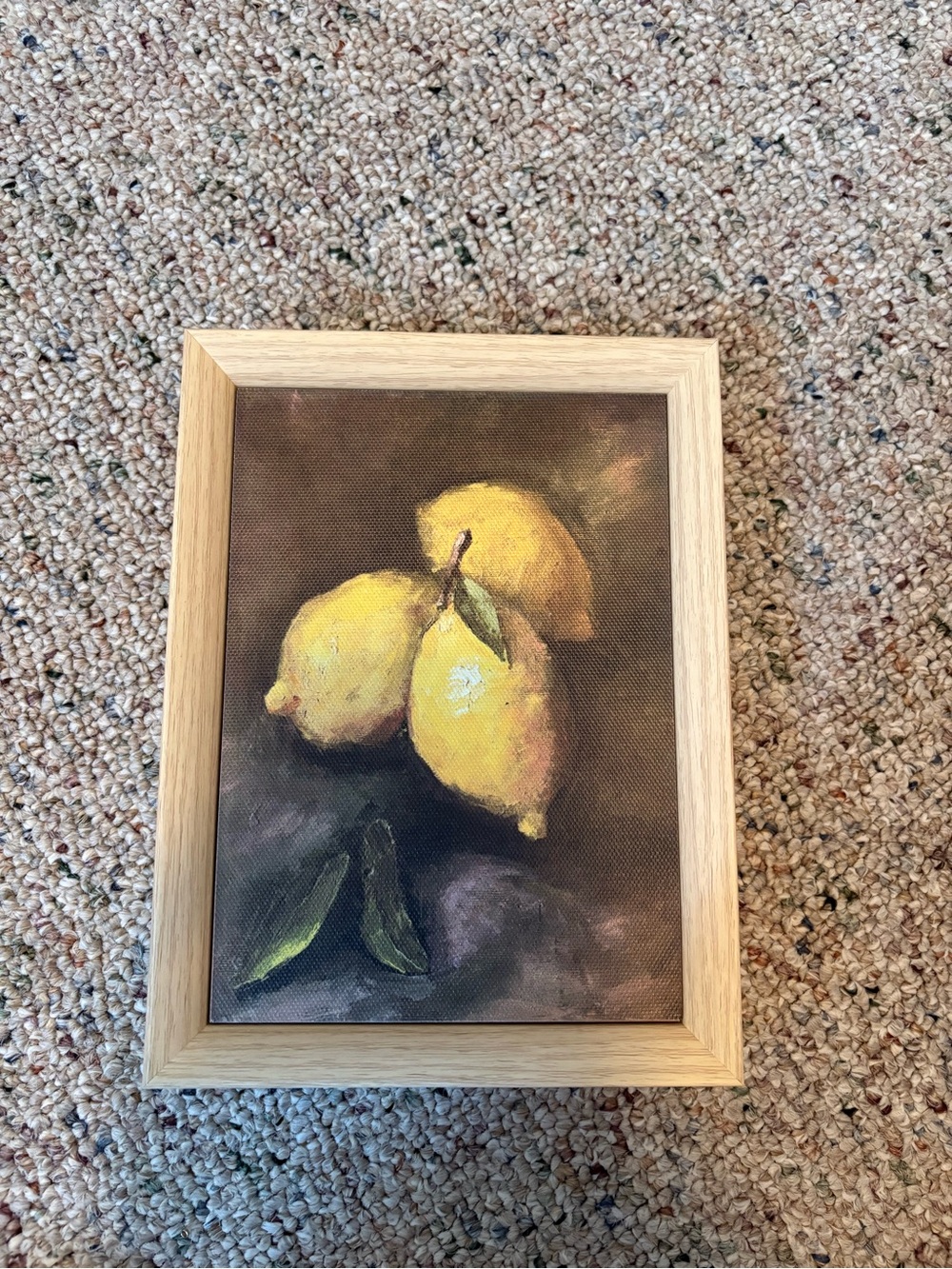 Framed Yellow Lemon Trio with Green Leaves
